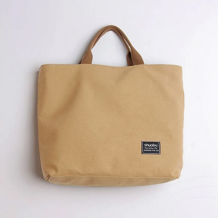 Japanese Canvas Tote Bag with Zipper - Laptop & School Bag for Men Women - 2