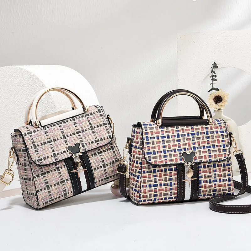 Mickey Print Crossbody Bag Genuine Leather Shoulder Bag Fashion Women Purse - 5