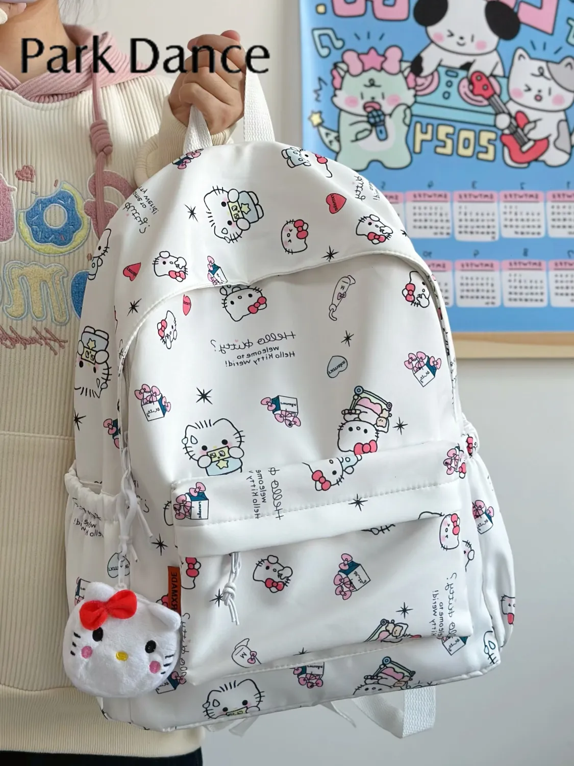 Hello Kitty Backpack for School Girls, Cute Nylon Rucksack for College & Teens - 2