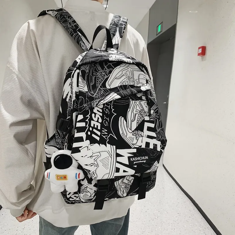 Graffiti Backpack for Boys Large Capacity 16 Inch Laptop School Bag - 3