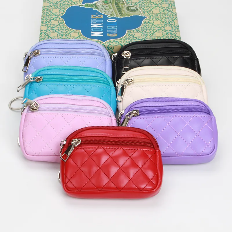 Small Wallets for Women, PU Leather Card Holder Keychain Coin Purse Compact - 1