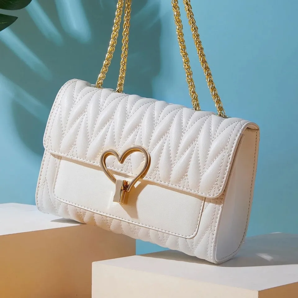 Chic Leather Crossbody Bag for Women, Small Chain Strap Shoulder Purse - 1