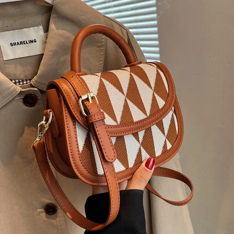 2022 Saddle Bag Women Crossbody Bag, Fashionable PU Leather Shoulder Purse - 3