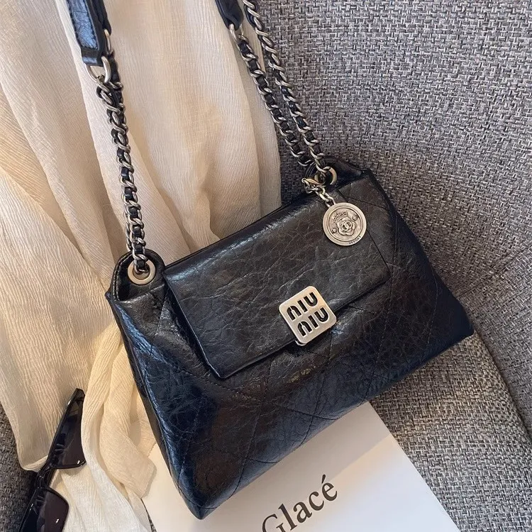 Quilted Shoulder Bag 2024 Fall New Soft Leather Chain Crossbody Bag for Women - 1