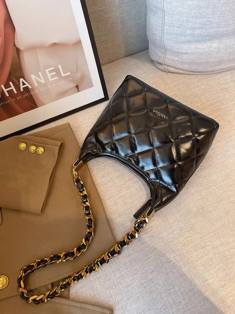 Elegant Quilted Chain Shoulder Bag 2024 New Women's Versatile Crossbody Purse - 5
