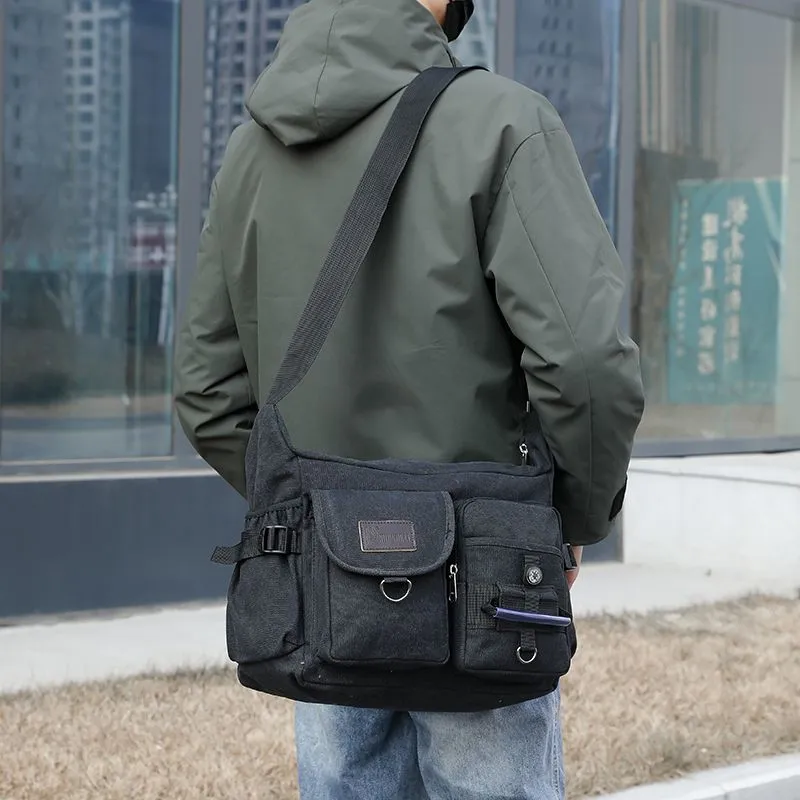 Vintage Canvas Messenger Bag for Men 2025 Large Capacity Commuter Shoulder Bag - 1