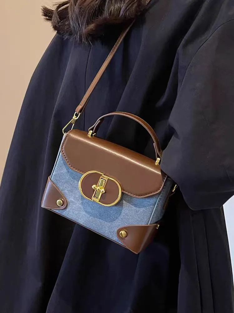 Retro Shoulder Bag 2024, Small Box Crossbody Bag for Women, PU Leather - 1