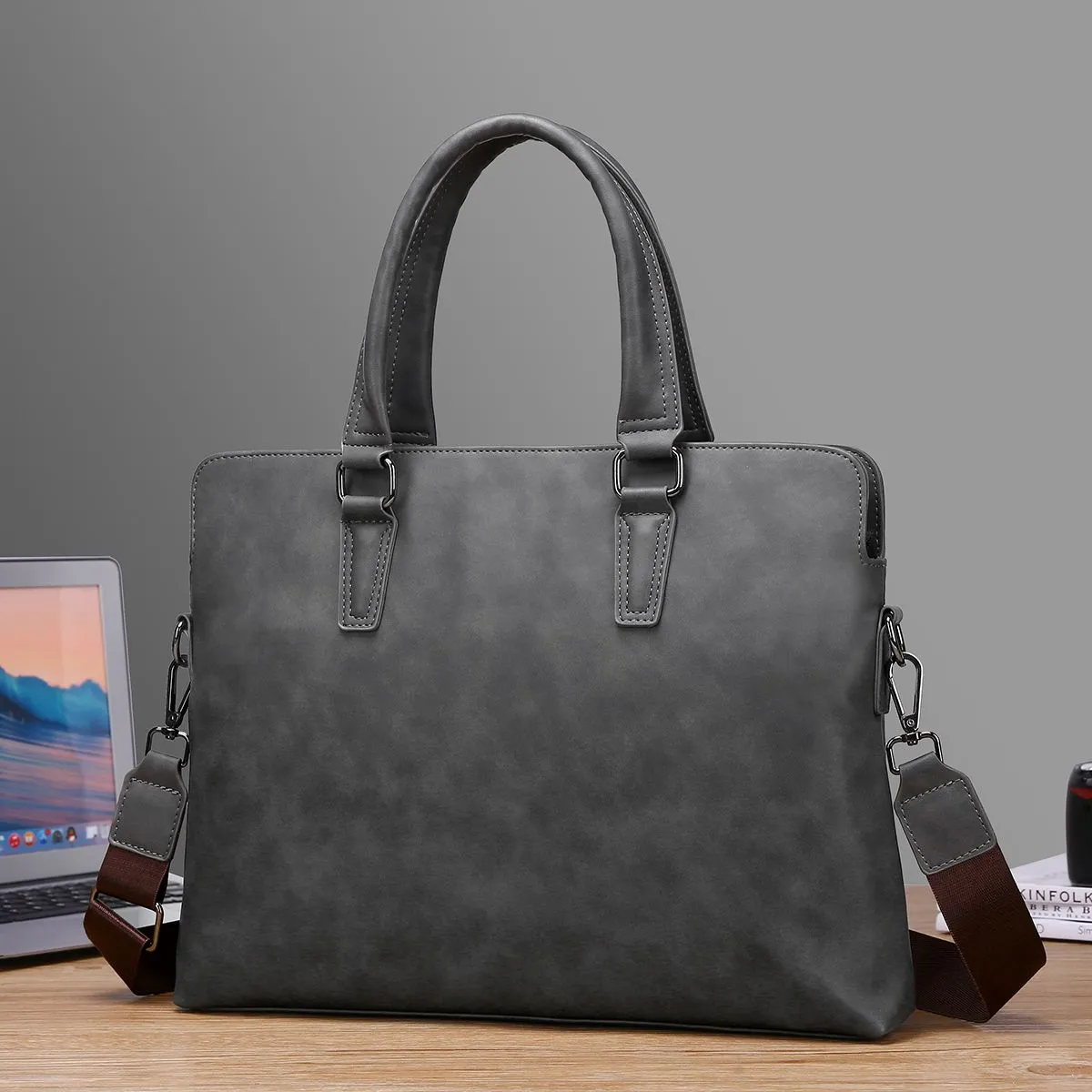 2025 Men's Briefcase Large Capacity Laptop Bag Shoulder Bag - 2