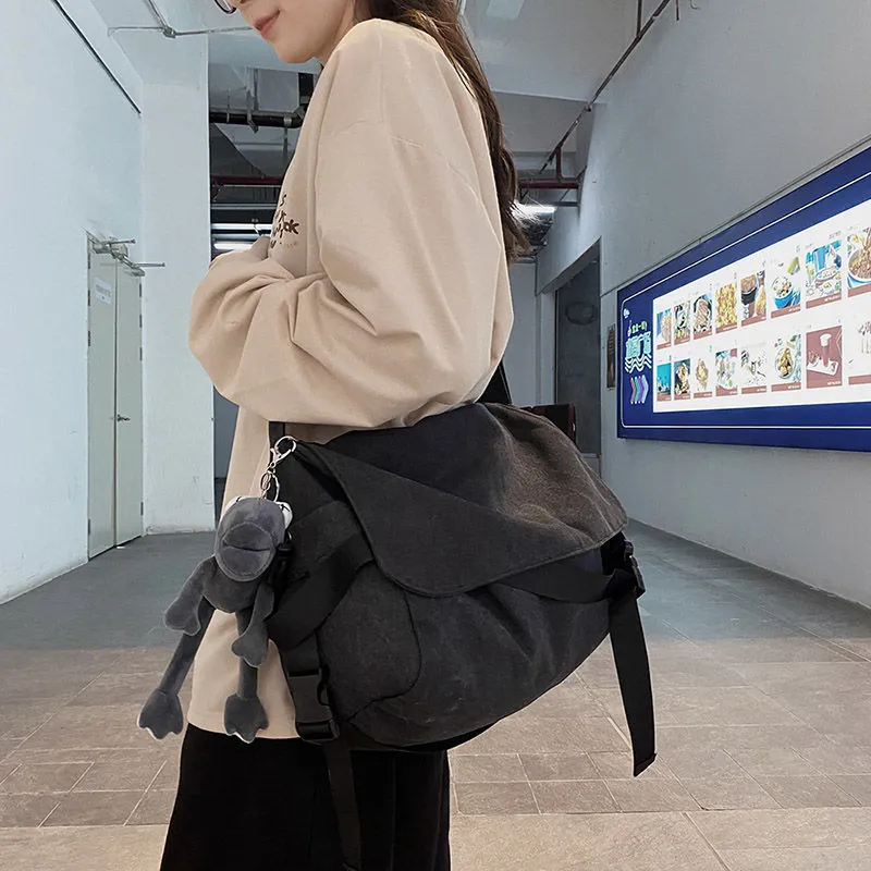 Men's Canvas Crossbody Bag Large Capacity Casual Daypack Retro Style - 4