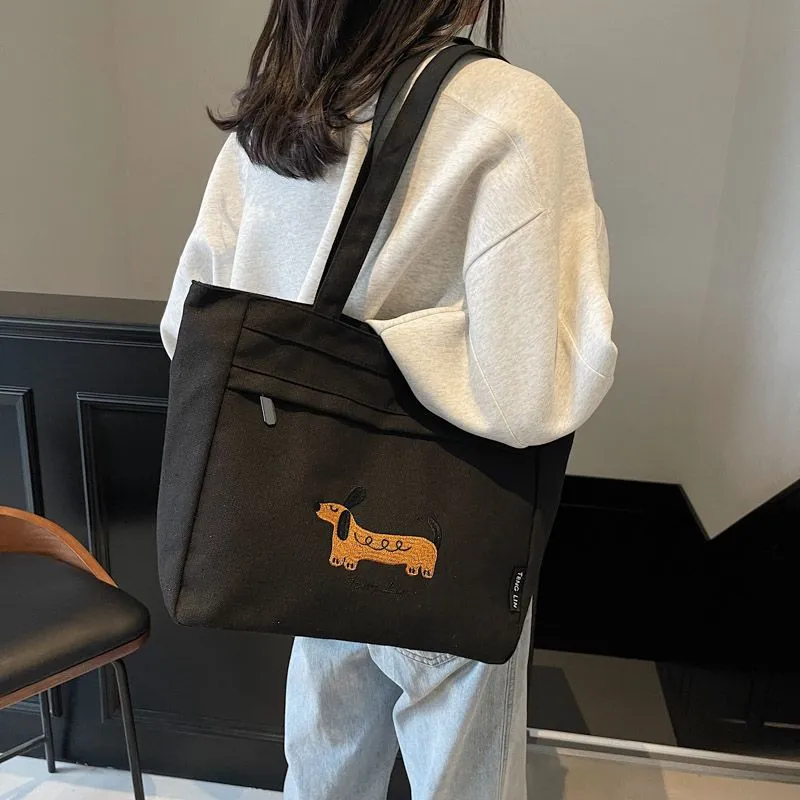 Sausage Dog Tote Bag Women 2025 Large Capacity Canvas Shoulder Bag - 5