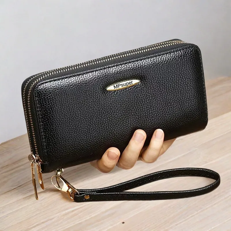 Double Zipper Wallets for Women Large Capacity Long Zip Around Coin Purse - 2