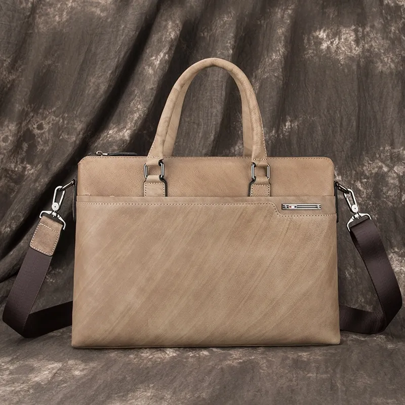 Men's Leather Briefcase Retro Shoulder Bag Business Laptop Bag - 1