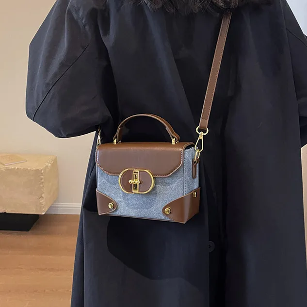 Retro Shoulder Bag 2024, Small Box Crossbody Bag for Women, PU Leather - 5