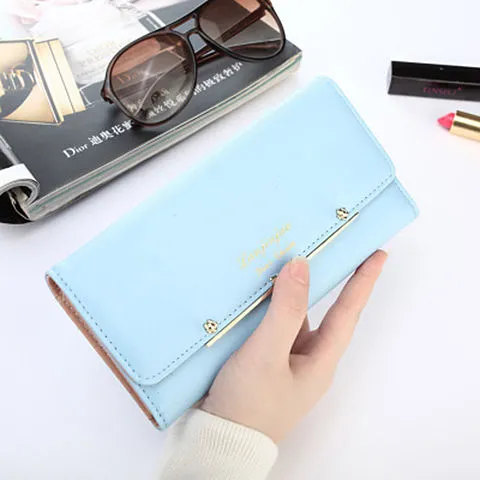 Long Wallet for Women 2025, Large Capacity Bow 3-Fold Clutch Purse - 1