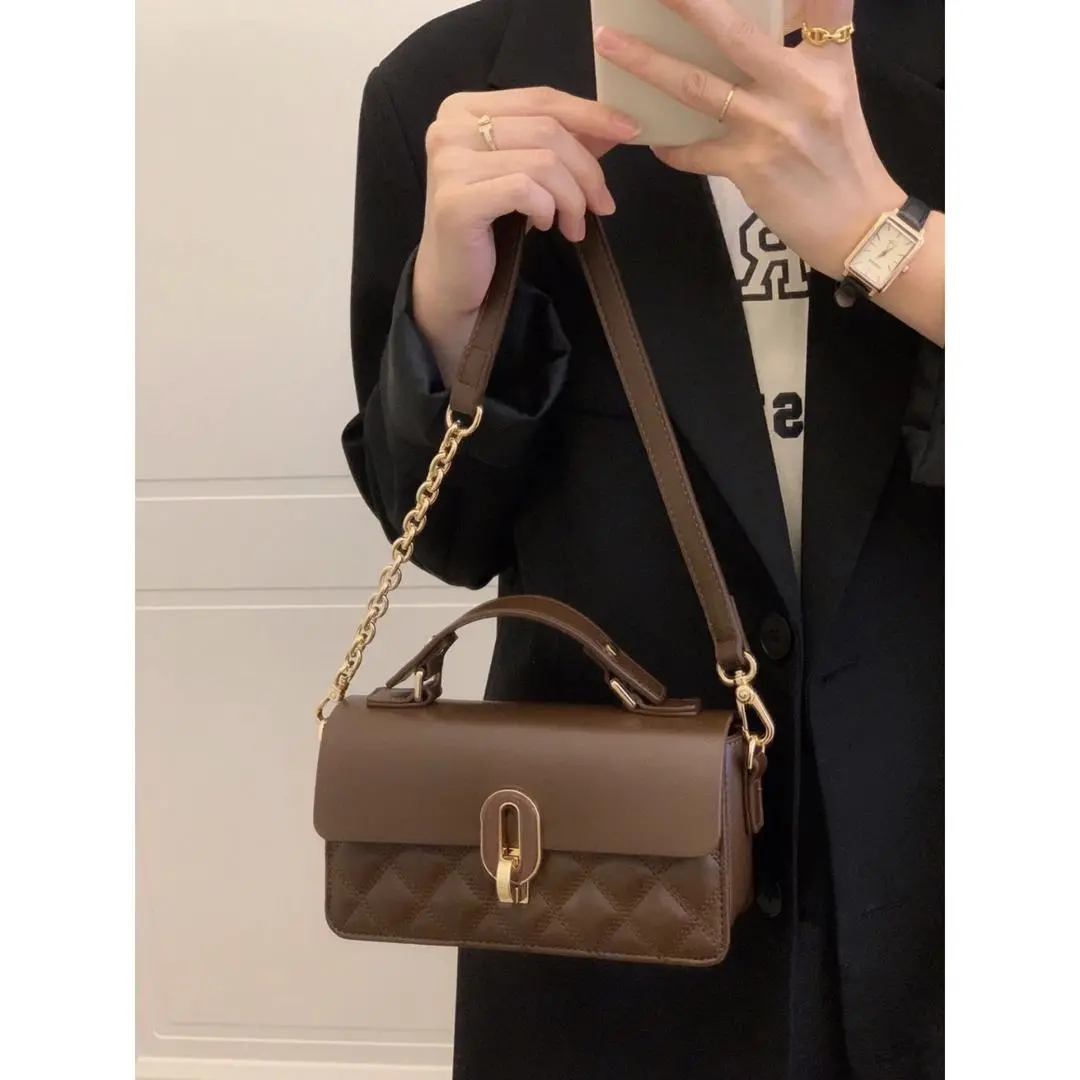 Chic Brown Shoulder Bag 2025, Small Chanel Style Chain Crossbody Purse - 5