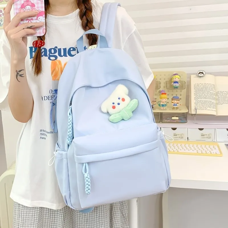 Stylish Plain Backpack for Women, Lightweight College Rucksack, High School Bookbag - 2