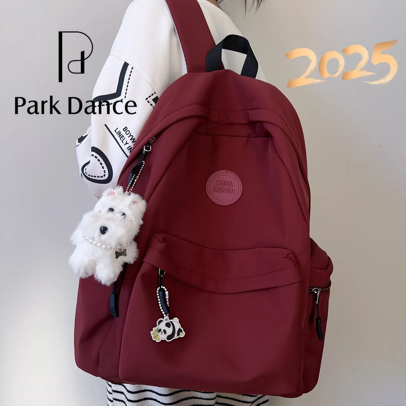 Women's Backpack Minimalist Solid Color Daypack for High School Students - 2