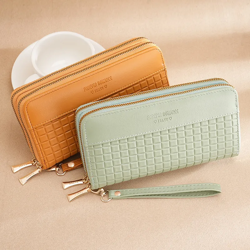 Long Wallet for Women 2025, Double Zip Woven Fashion Clutch Purse - 4