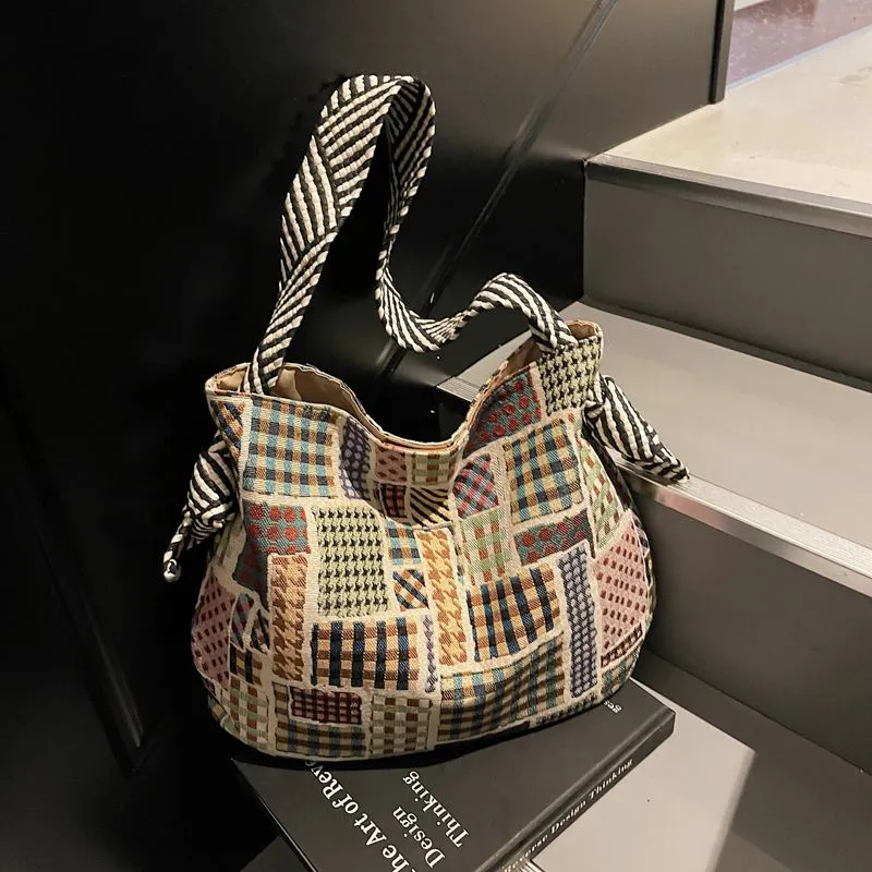 Canvas Tote Bag Women 2025 Fashion Magnetic Closure Casual Shoulder Bag - 1