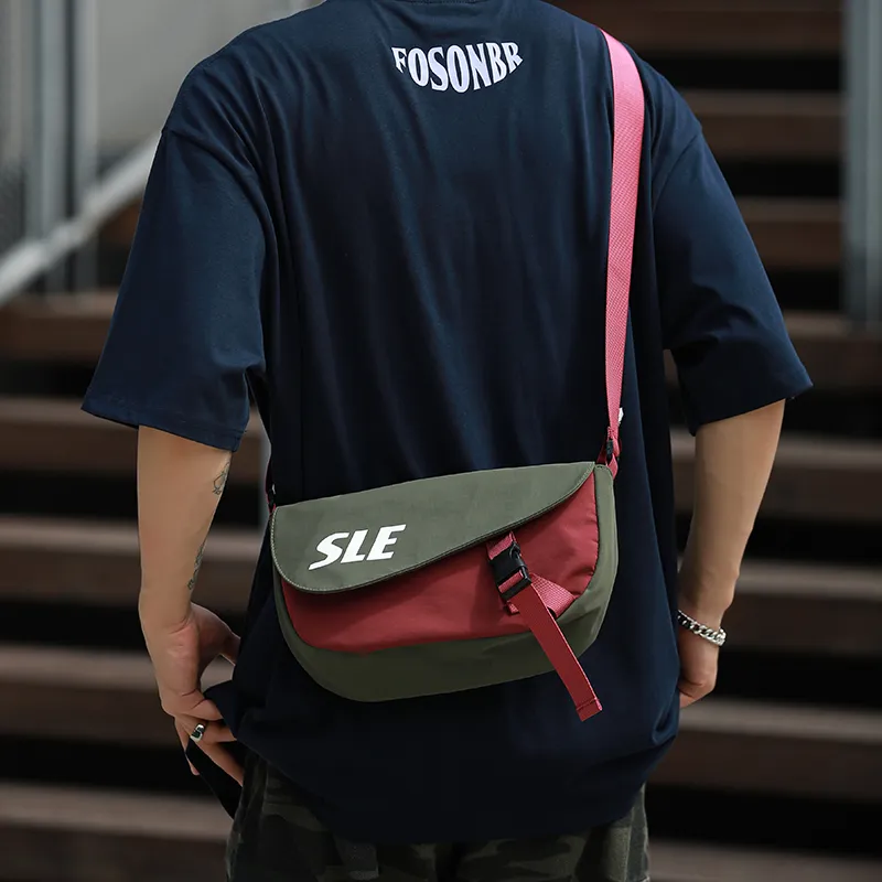 Men's Messenger Bag with Unique Design, Nylon Crossbody Sling Backpack - 2