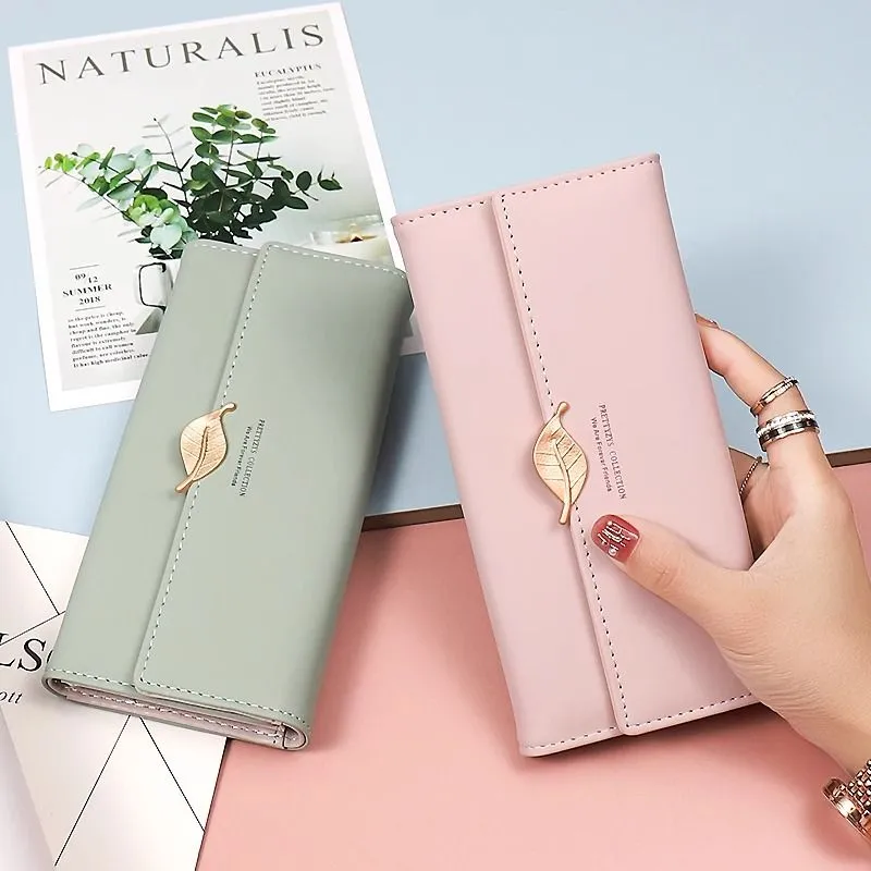 Leaf Print Long Wallet for Women 2025 Large Capacity Card Holder Purse - 3