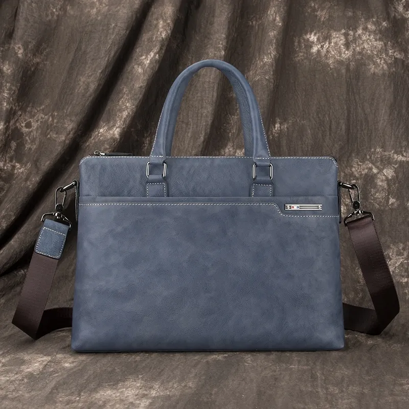 Men's Leather Briefcase Retro Shoulder Bag Business Laptop Bag - 2