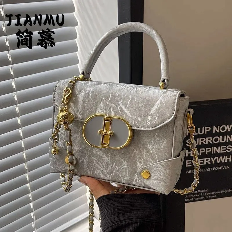 Silver Box Bag Women, Fashion Chain Crossbody Shoulder Bag, Small Square Purse - 2