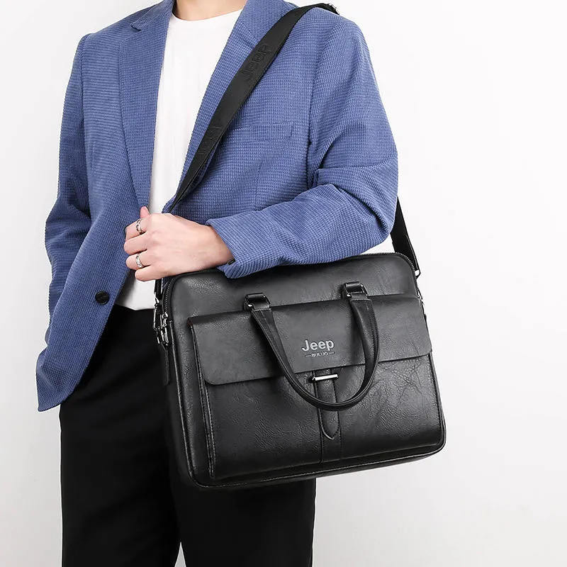 Men's Messenger Bag Retro Vintage Laptop Briefcase Large Capacity - 2
