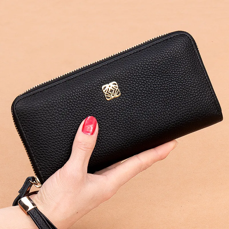 Genuine Leather Long Wallet for Women 2025 Large Capacity Zip Around Clutch - 2