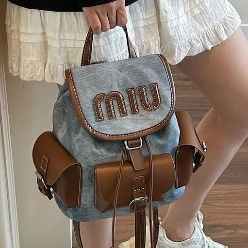 Retro Color Block Backpack, Multi-Pocket PU Shoulder Bag for Commute - 4