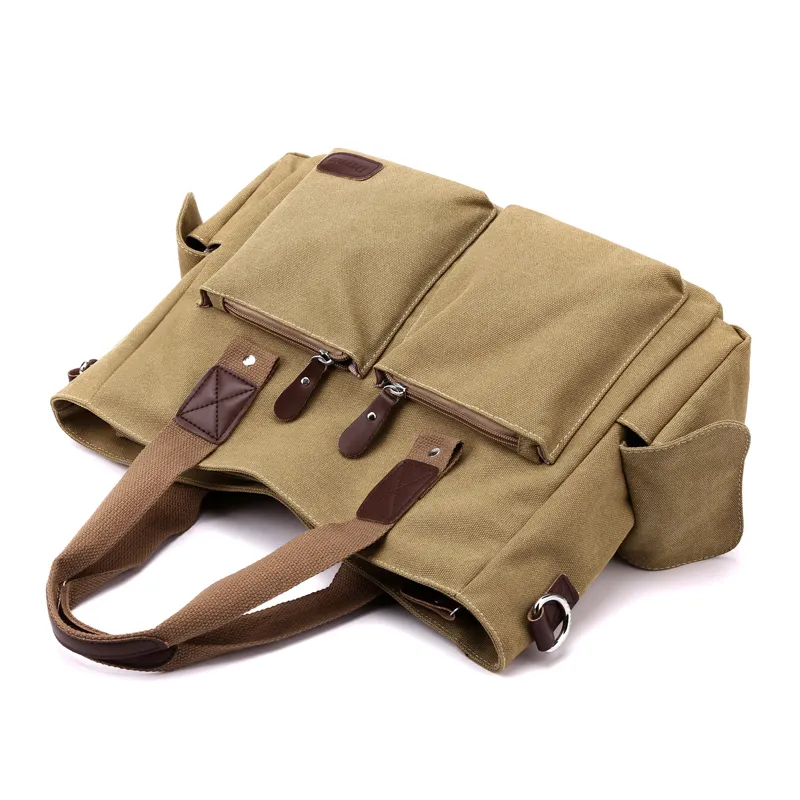Canvas Messenger Bag for Men, Laptop Shoulder Bag, Casual Business Travel Backpack - 1