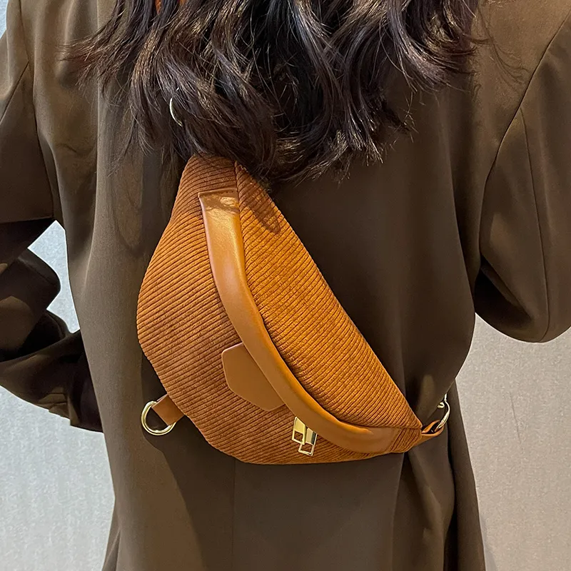 Fashionable Corduroy Crossbody Bag 2025 New Women's Waist Pack - 2