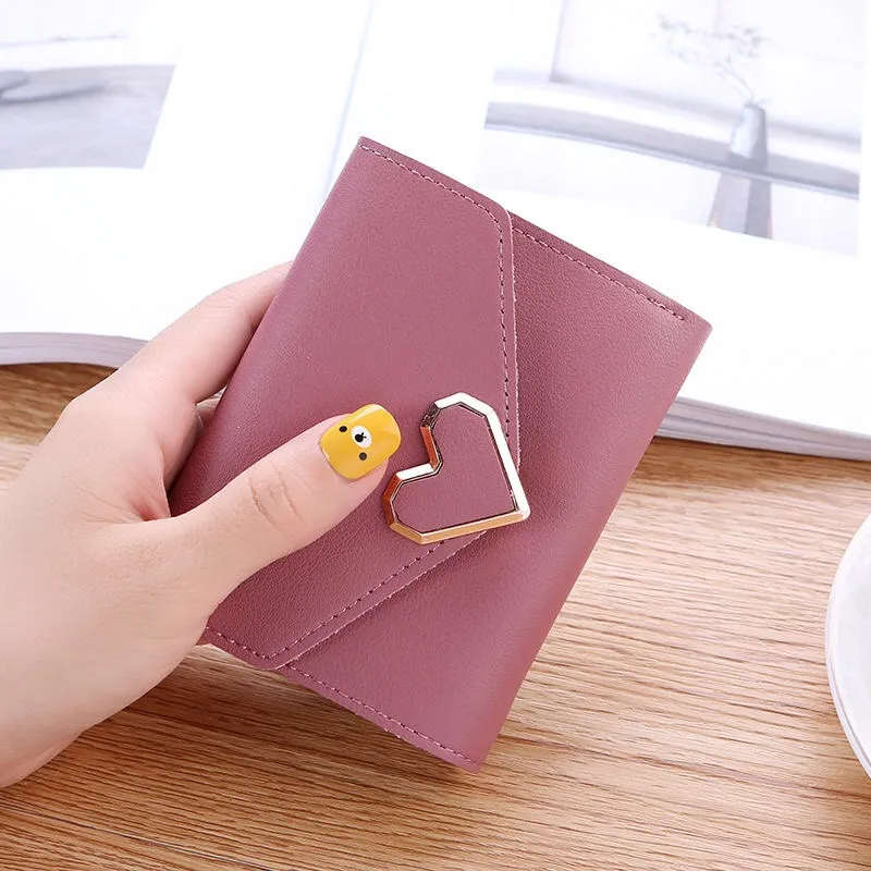 Mini PU Wallet Women Short Korean Style Glitter Coin Card Holder - 1