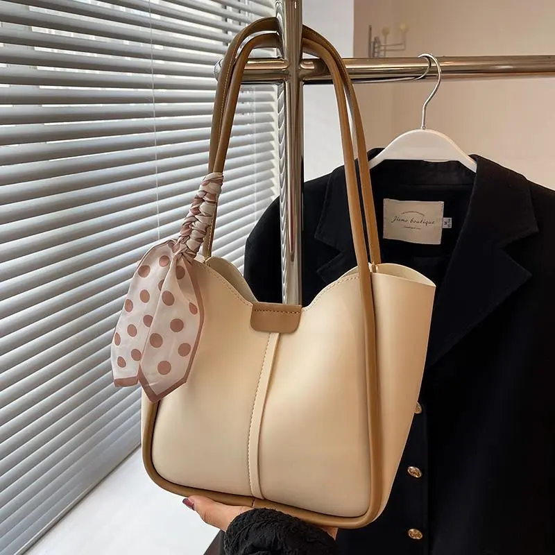 Tote Bag for Women 2025 New Color Block Simple Shoulder Bag - 2
