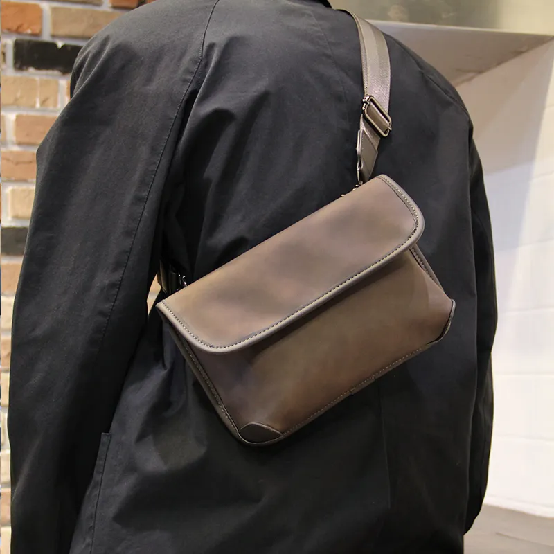 Men's Crossbody Bag Small PU Leather Casual Street Fashion Shoulder Bag - 2