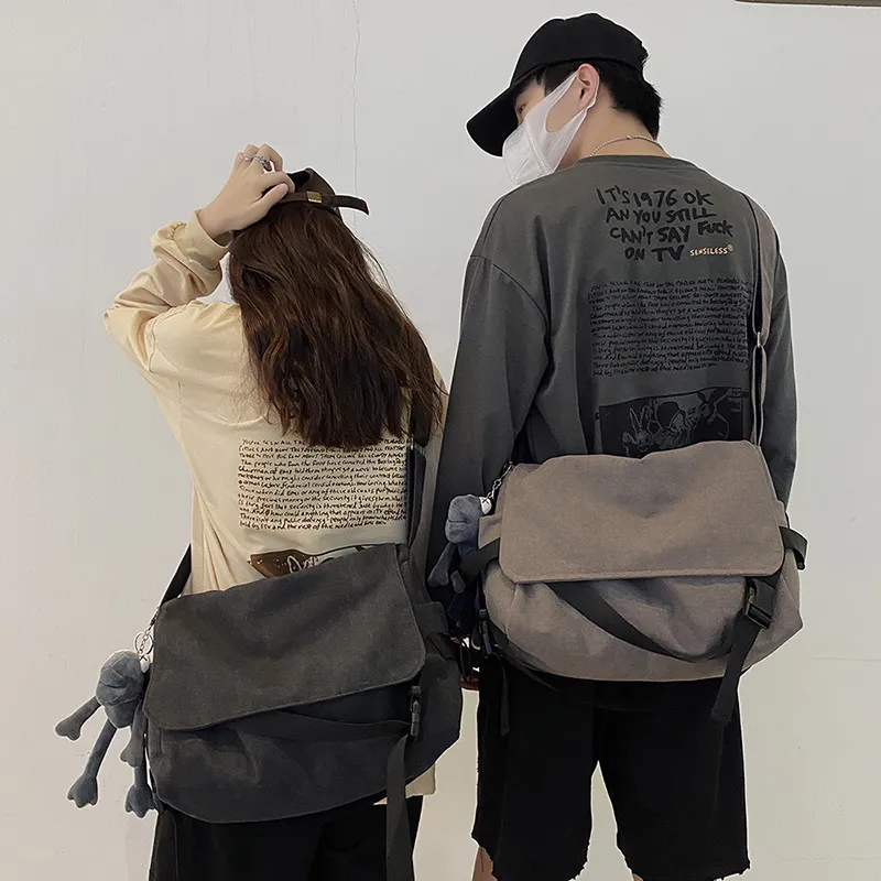 Men's Canvas Crossbody Bag Retro Casual Small Messenger Bag - 2