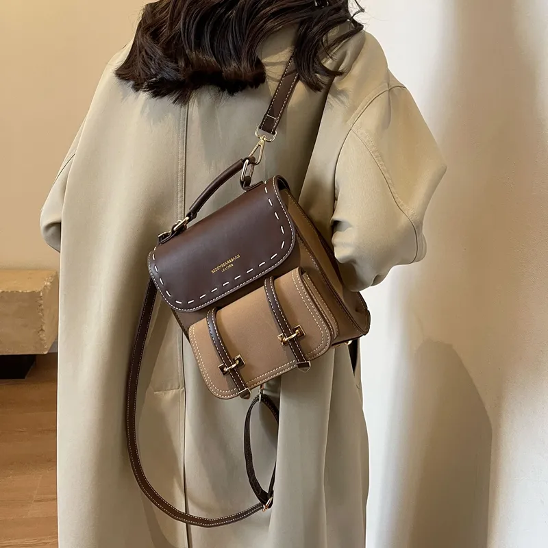 Retro Backpack Women 2025 Small Rucksack Mini Bookbag Multicolor - 5