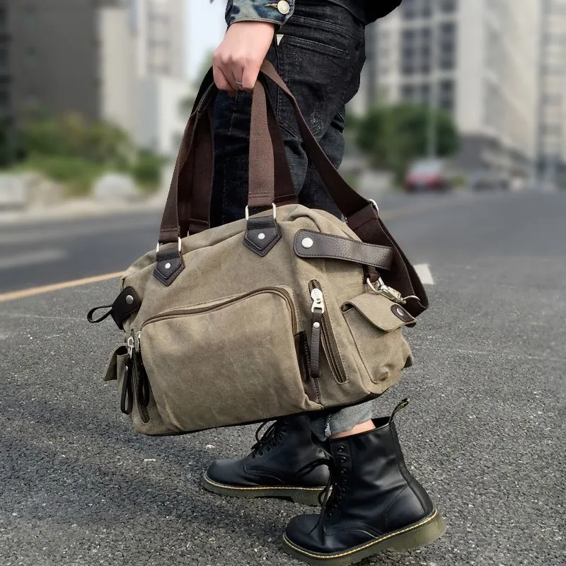 Men's Canvas Messenger Bag Large Capacity Laptop Shoulder Bag - 2
