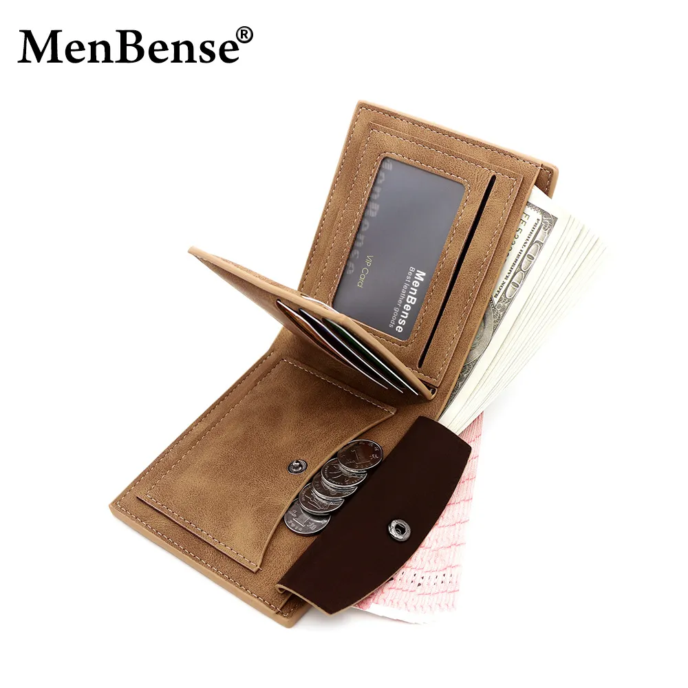 Retro Color Block Men's Wallet, Horizontal Short Bifold Card Holder - 4