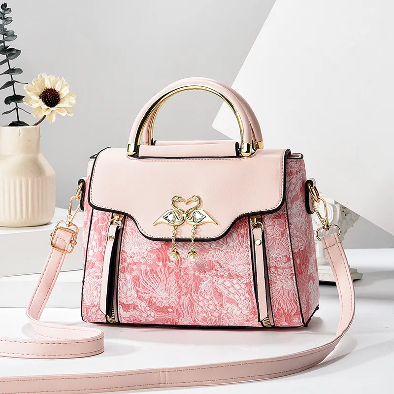 Genuine Leather Print Handbag for Women, Luxury Tote Shoulder Bag - 3