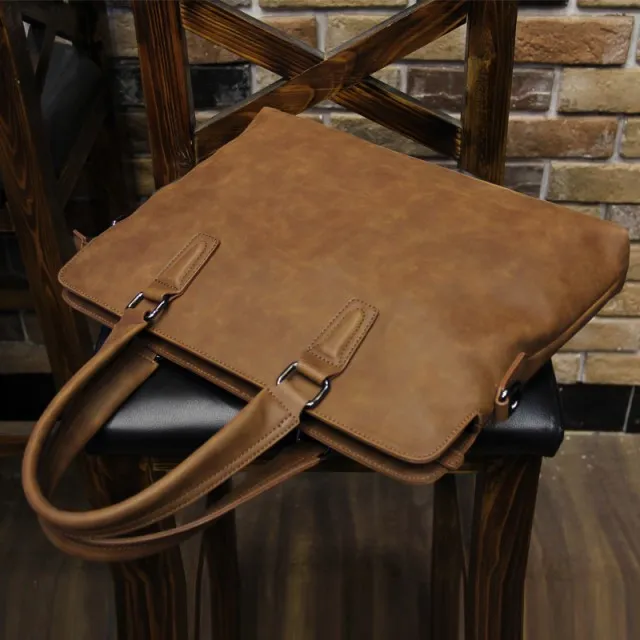 Men's Crossbody Bag Genuine Leather Briefcase Laptop Messenger Bag - 1