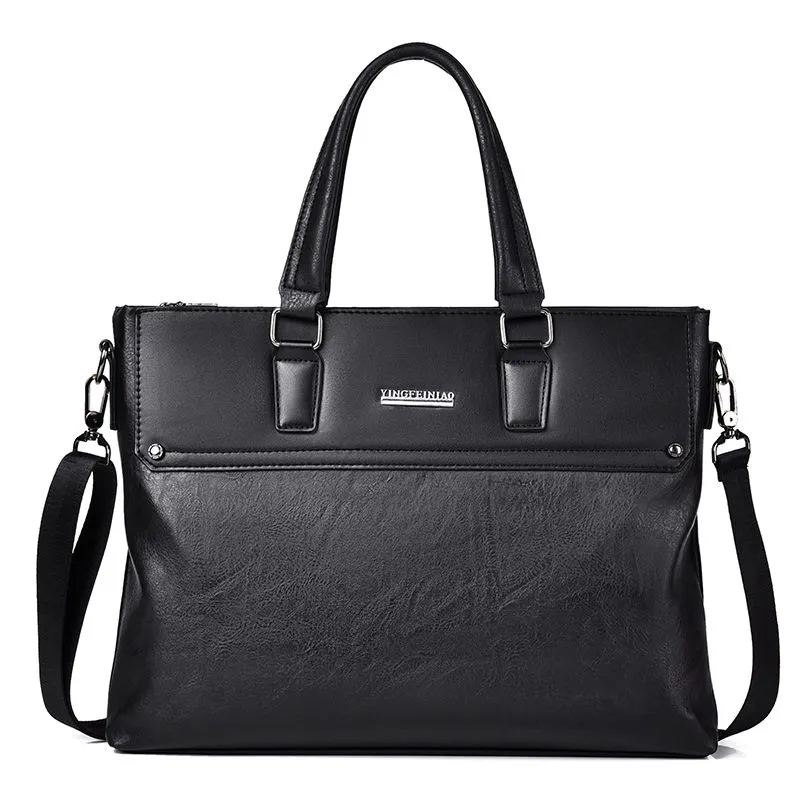 Men's Business Casual Laptop Bag, Large Capacity A4 File Messenger Bag - 2