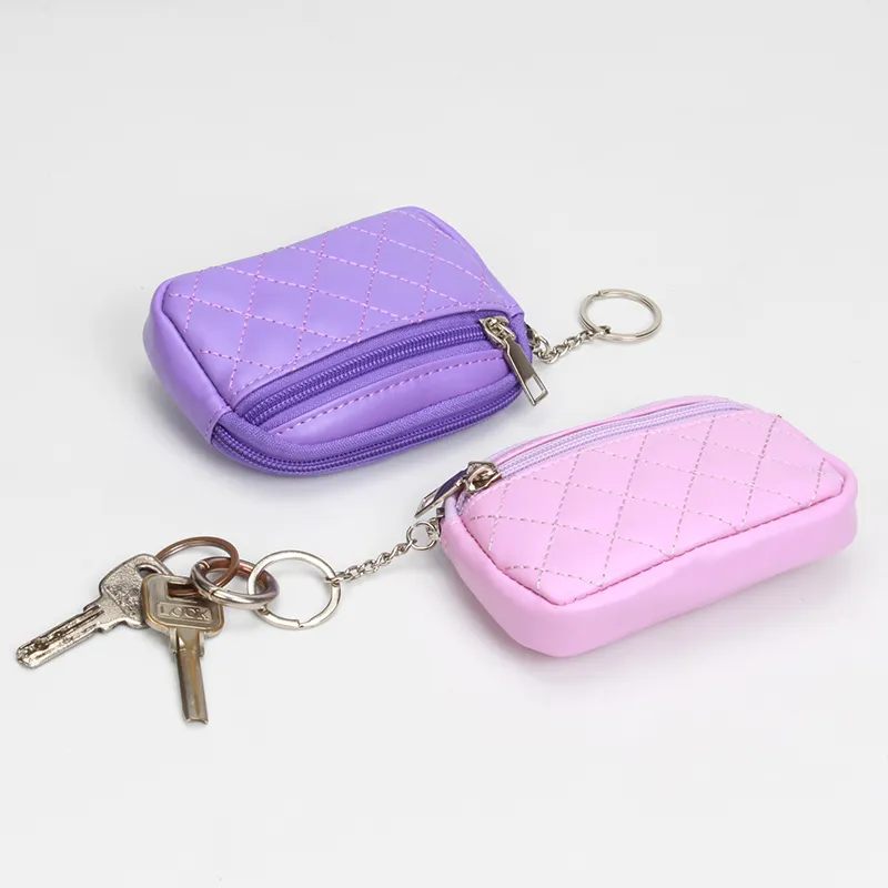 Small Wallets for Women, PU Leather Card Holder Keychain Coin Purse Compact - 2