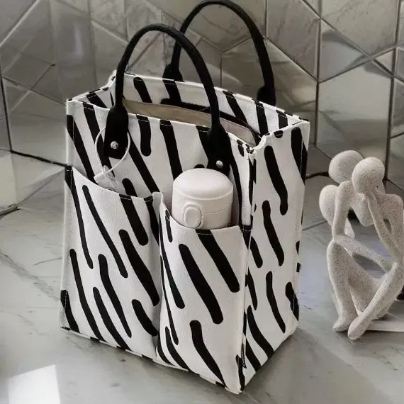 Japanese Retro Plaid Canvas Bag, Large Capacity Women's Tote for Work - 2