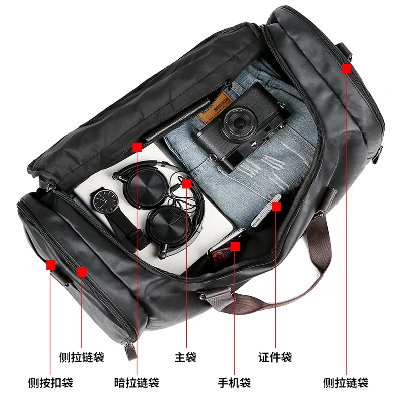Leather Men's Bag Large Capacity Crossbody Shoulder Bag Travel Sports - 5