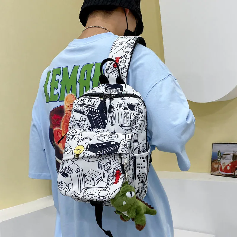 Chest Bag for Men Women Cycling Hiking Sports Canvas Sling Backpack - 5