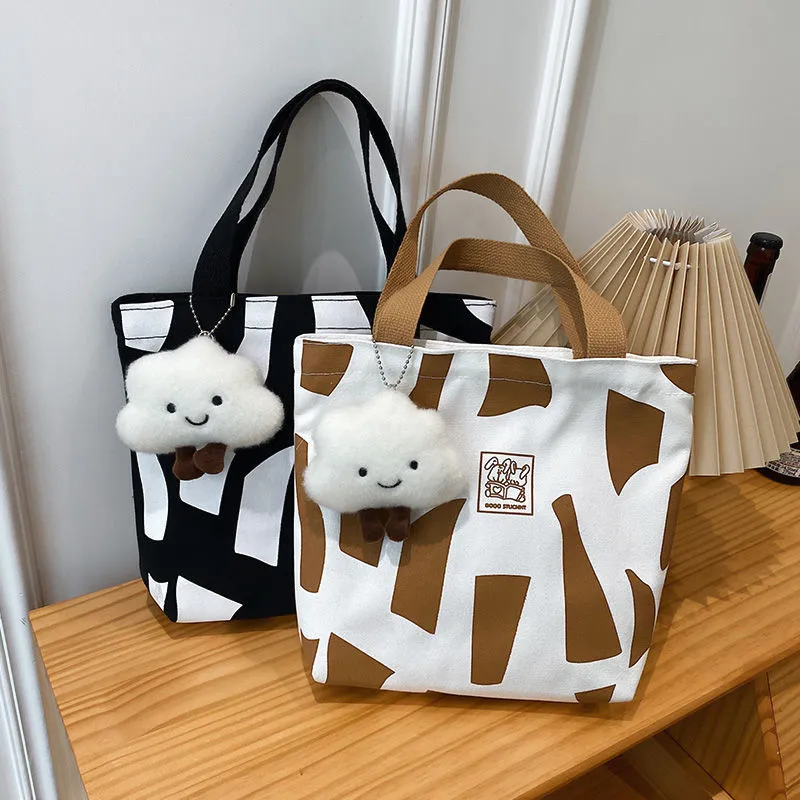 Canvas Tote Bag for Women, Cute Makeup & Lunch Bag with Print Design - 2