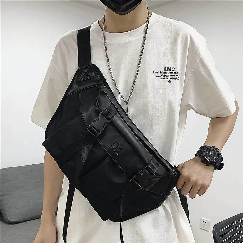 Men's Chest Bag Large Capacity Casual Crossbody Sling Bag Black - 1