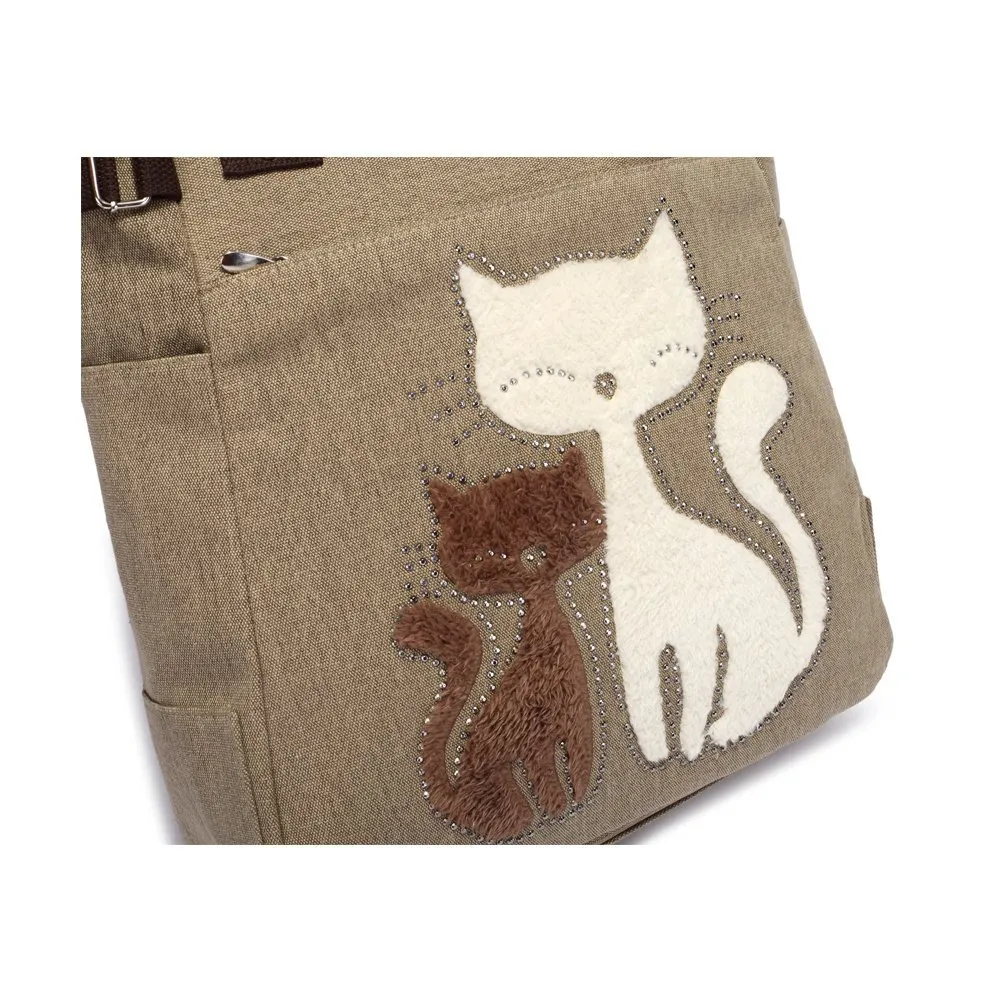 Cute Cat Canvas Tote Bag for Women, Large Capacity Shopper - 3