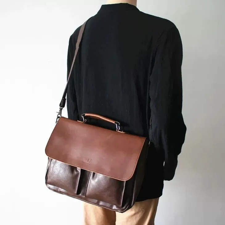Vintage Handbag Briefcase Crossbody Bag for Business Casual Travel - 1